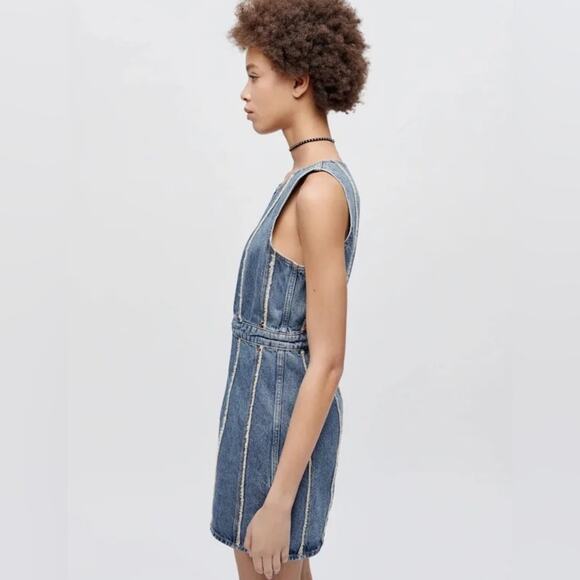 $425 New Re/Done Fray Denim Dress - Small - Picture 4 of 10